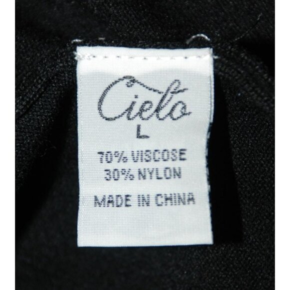 Cielo Black Open Front Bolero Cardigan Sweater Size L 3/4 Sleeve Stretch Viscose - Picture 8 of 9